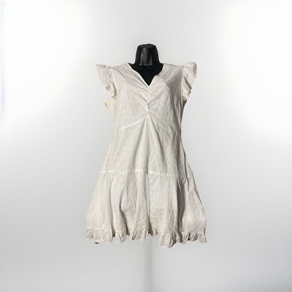 Bar III‎ Womens Sleeveless Bright White Dress V-Neck Crochet Size 6